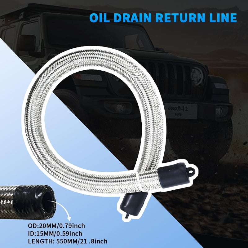 Dueilgo Universal Turbo Charger Oil Feed Line Return Line Drain Pipe Complete Kit - Compatible with T3 T4 T3/T4 T70 T66 T04E, Silver - Image 4